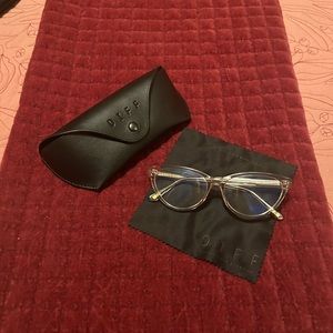 Diff blue light glass pink with case and cleaner